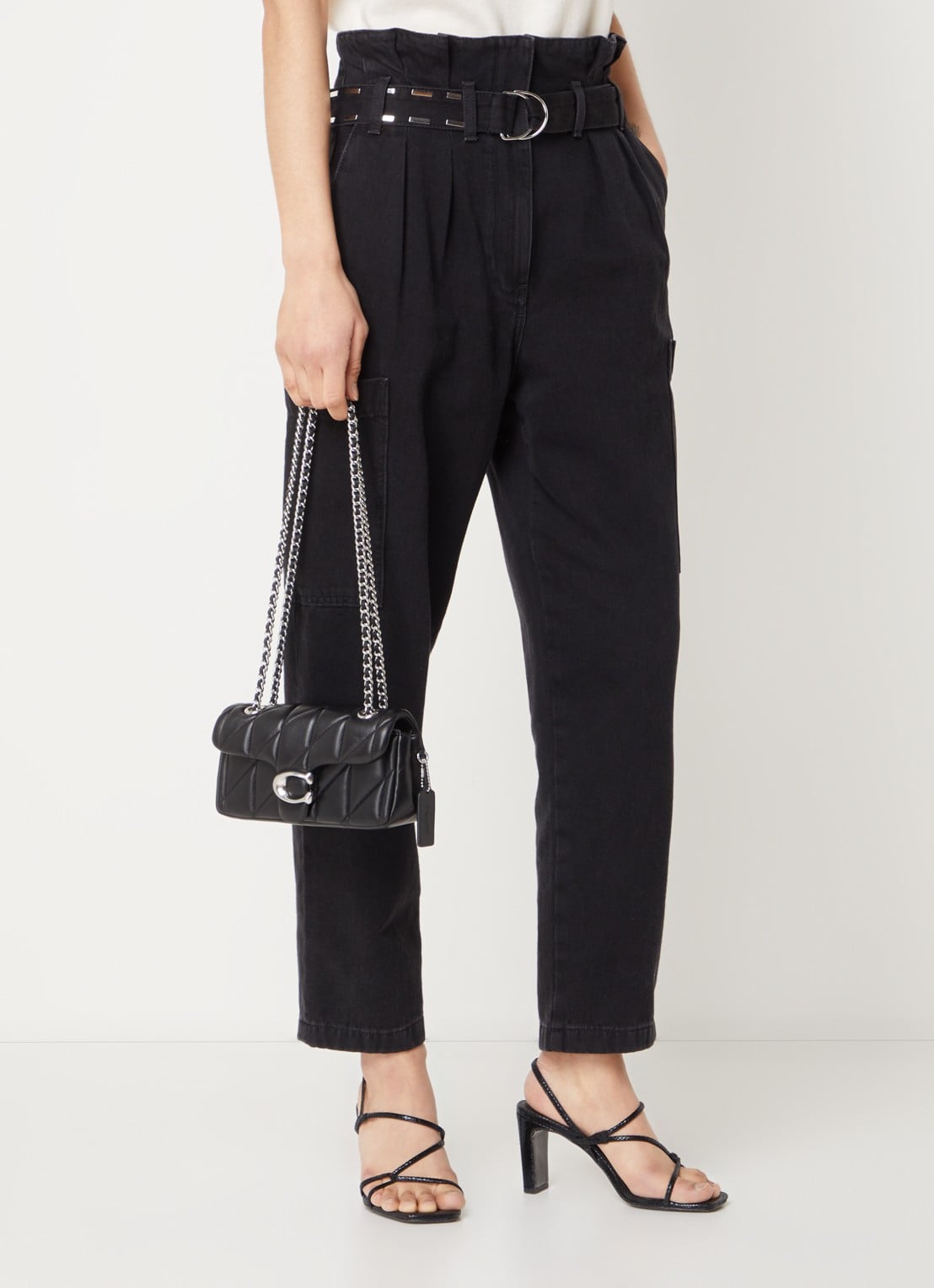 Coach Tabby 20 schoudertas van quilted schapenleer - voorkant 4 zwart
