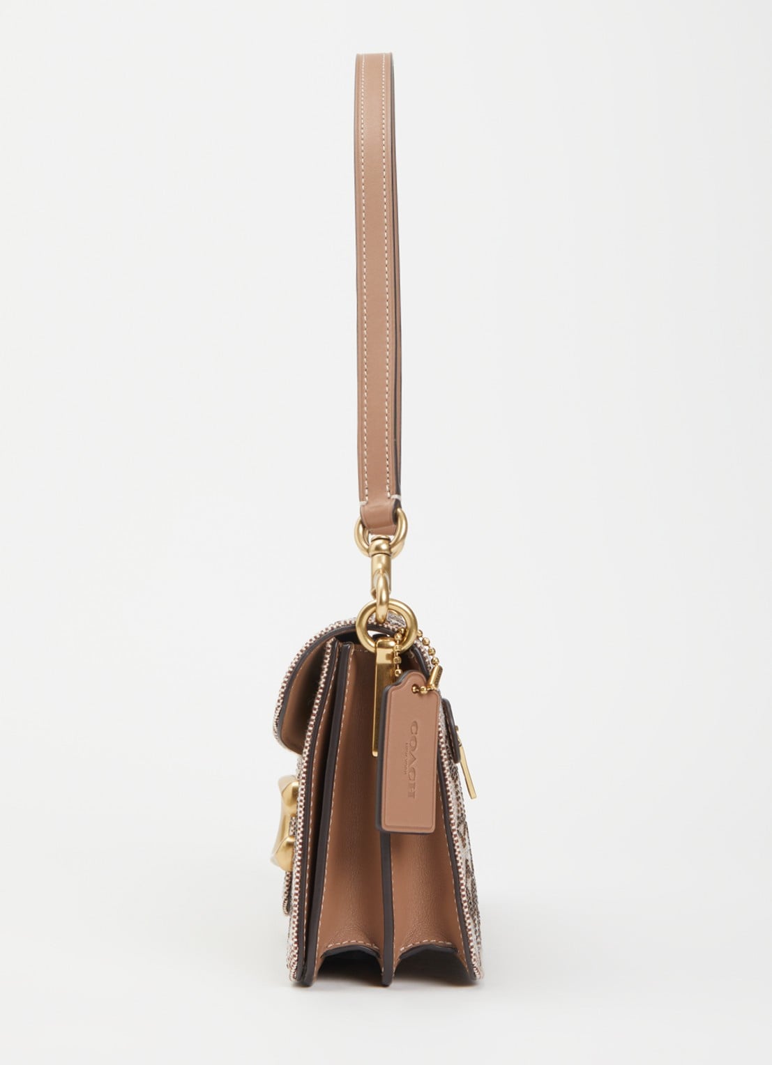 Coach Tabby 26 schoudertas met pailletten en afneembare schouderriem  - detail 2 lichtbruin