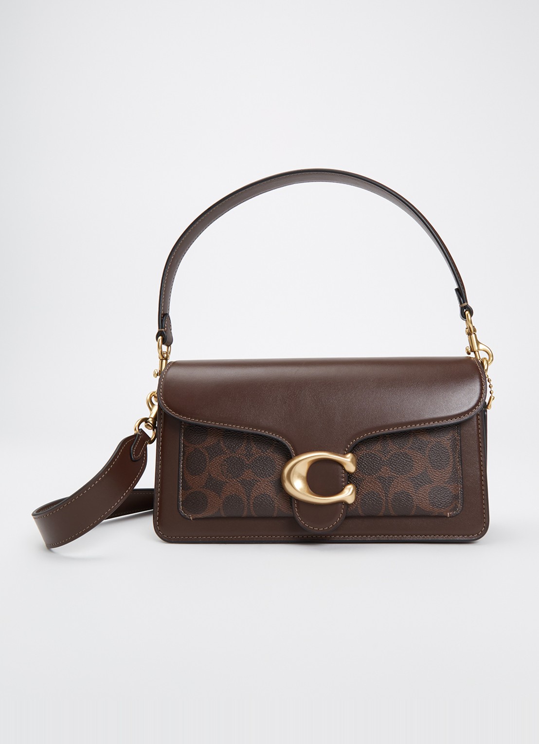 Coach Tabby 26 schoudertas van kalfsleer met logoprint - voorkant donkerbruin
