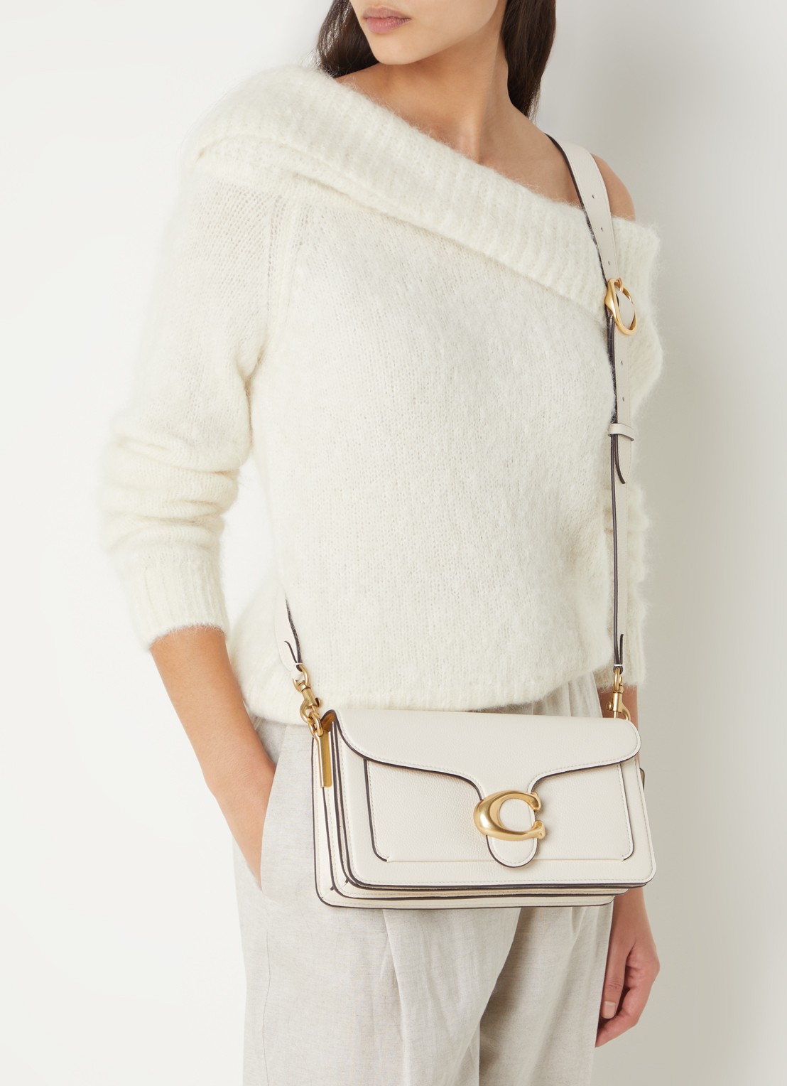 Coach Tabby 26 schoudertas van leer - voorkant 6 creme