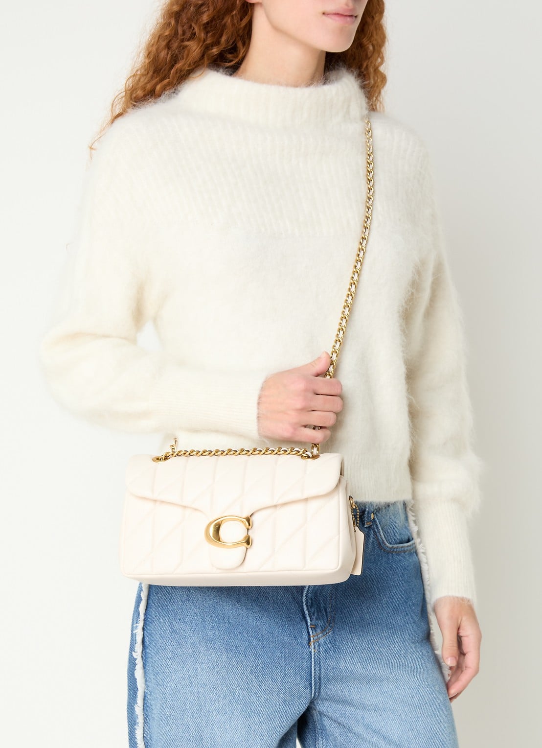 Coach Tabby 26 schoudertas van quilted leer - voorkant 4 creme