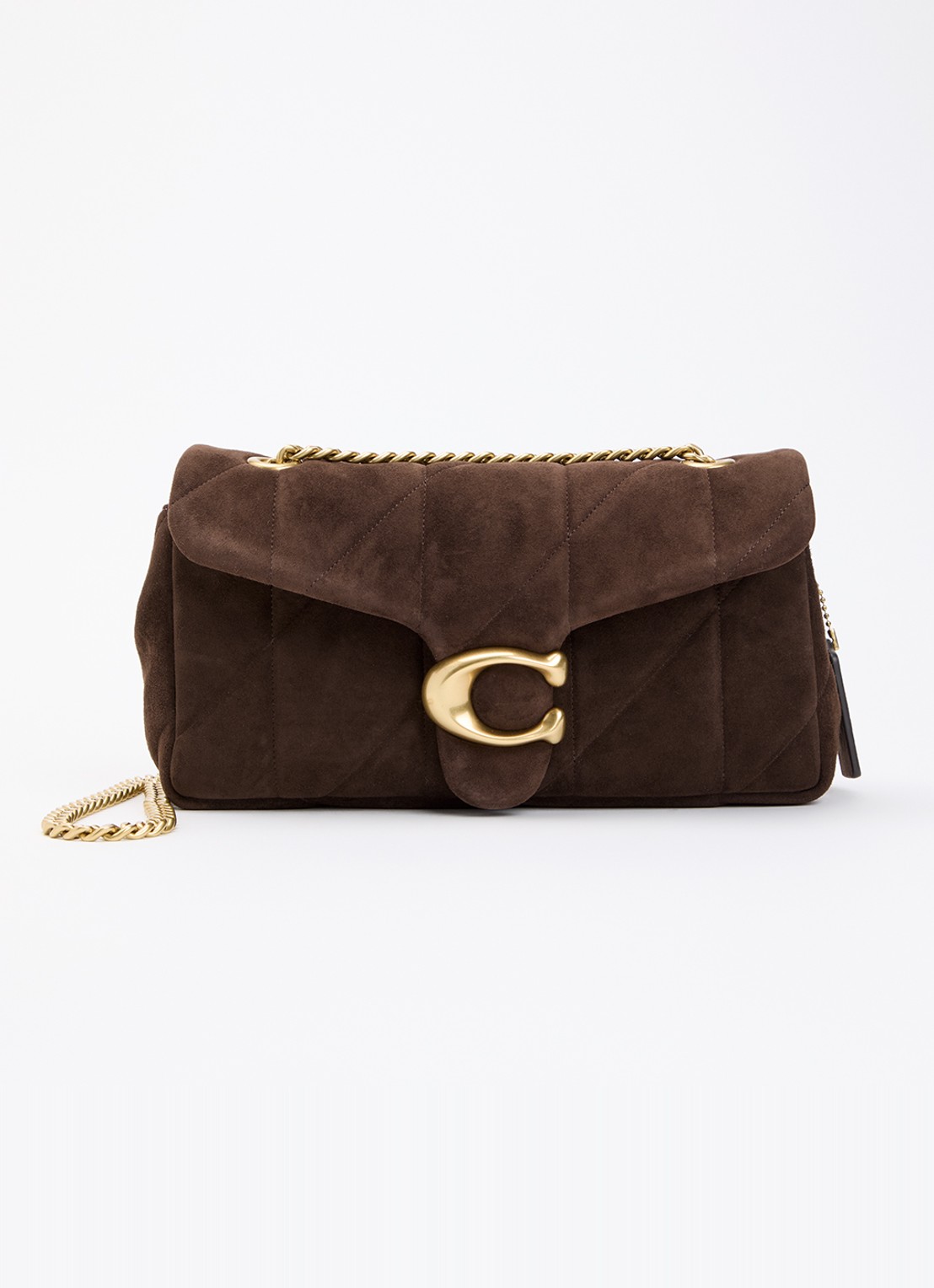 Coach Tabby 26 schoudertas van quilted suède met verstelbare schouderriem - voorkant 5 chocoladebruin