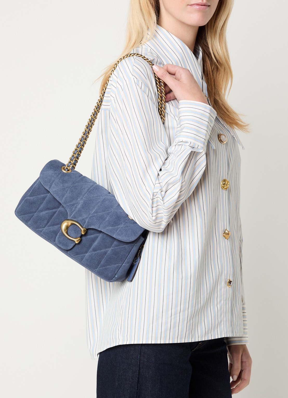 Coach Tabby 26 schoudertas van quilted suède  - voorkant 3 jeans