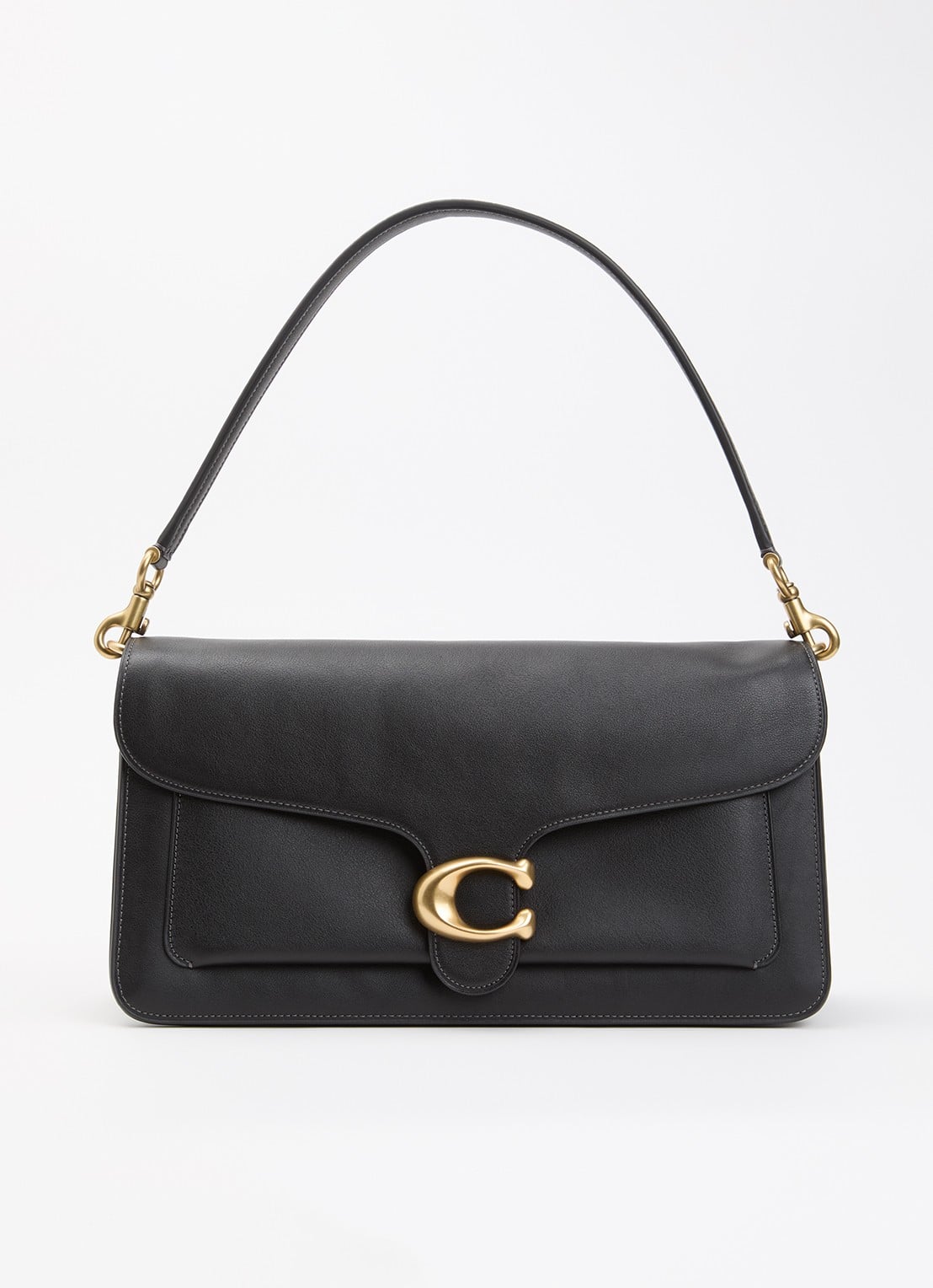 Coach Tabby 36 schoudertas van leer met logo  - voorkant zwart
