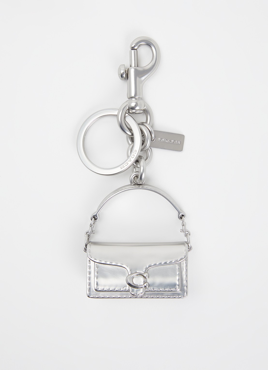 Coach Tabby sleutelhanger met logo  - voorkant zilver