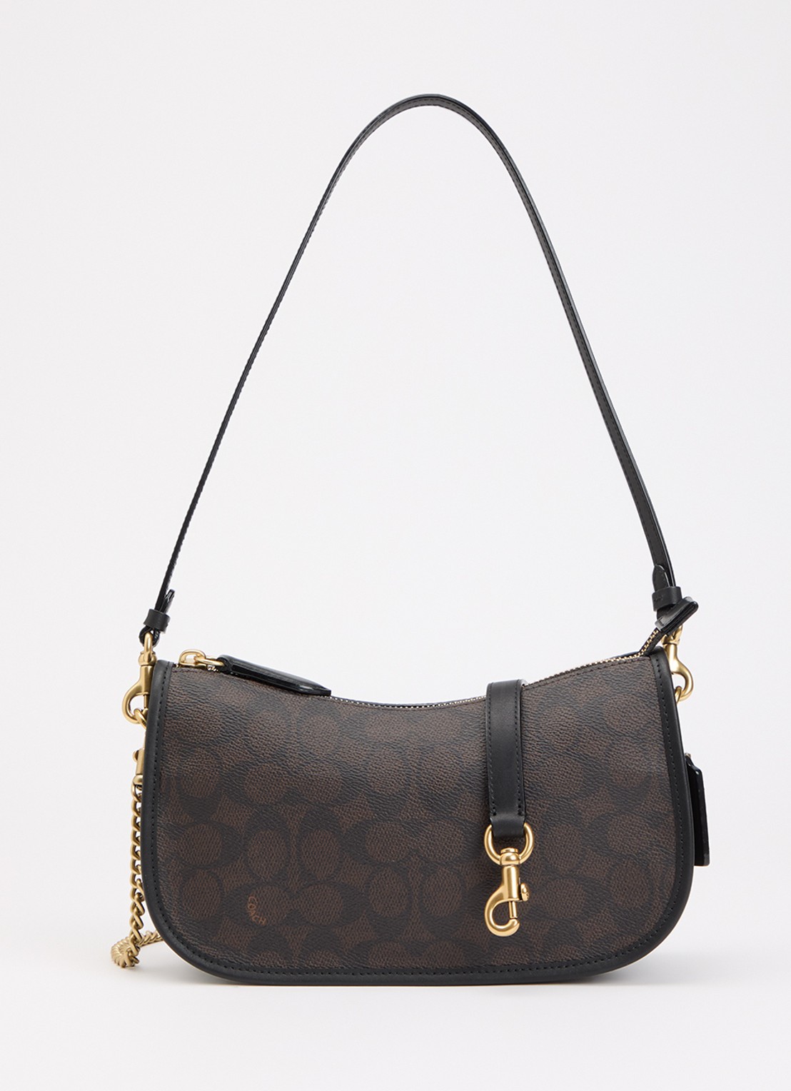 Coach Waverly schoudertas met logoprint en afneembare schouderriem - voorkant donkerbruin