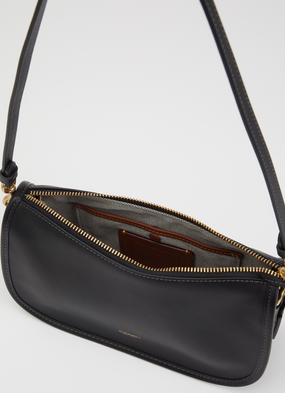 Coach Waverly schoudertas van leer met afneembare schouderriem - detail 2 zwart