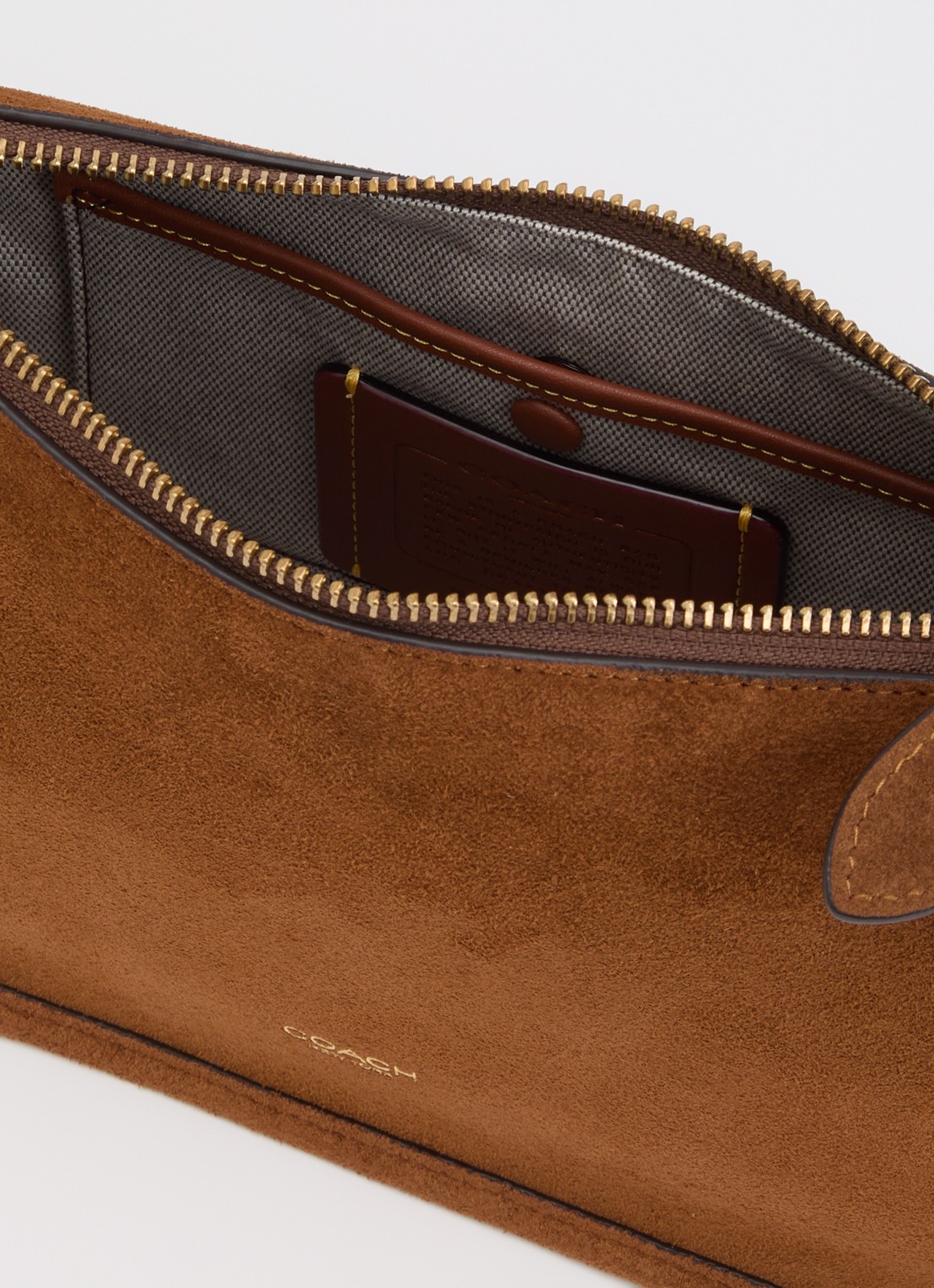 Coach Waverly schoudertas van suéde met afneembare schouderriemen  - detail 2 cognac