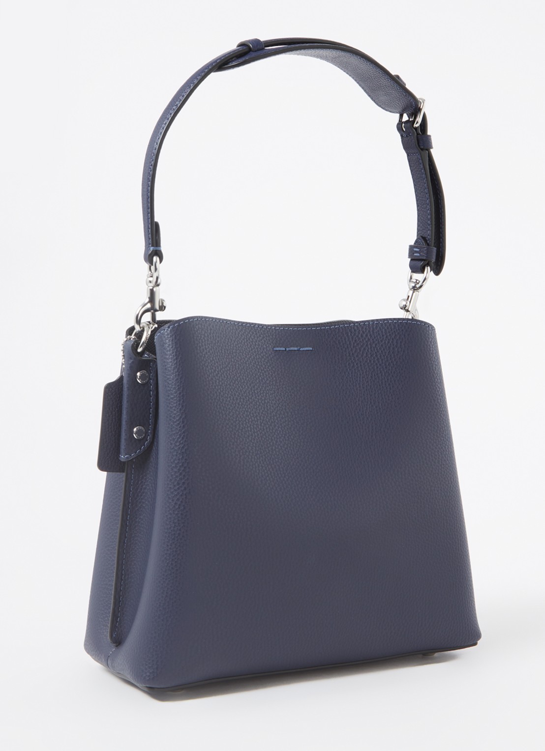Coach Willow Bucket schoudertas van leer met afneembare schouderriem - achterkant 3 donkerblauw