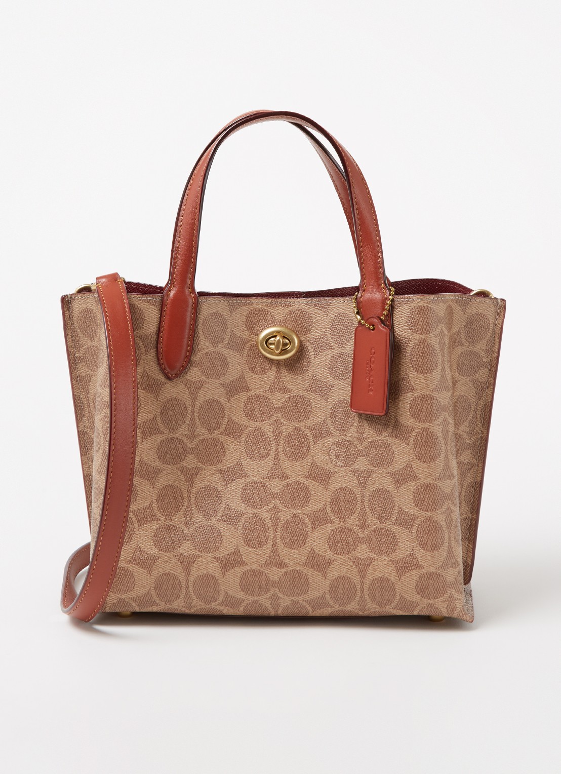 Coach Willow handtas met kalfsleren details - voorkant 2 bruin