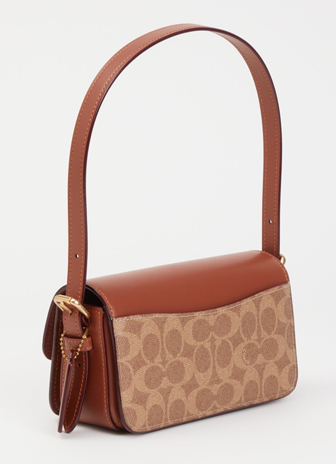 Coach Zoe schoudertas van leer met logoprint - achterkant roodbruin