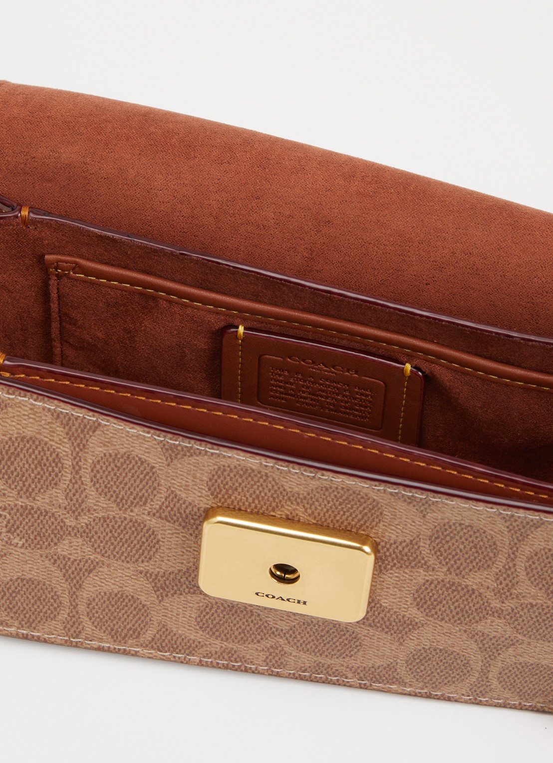 Coach Zoe schoudertas van leer met logoprint - detail 2 roodbruin