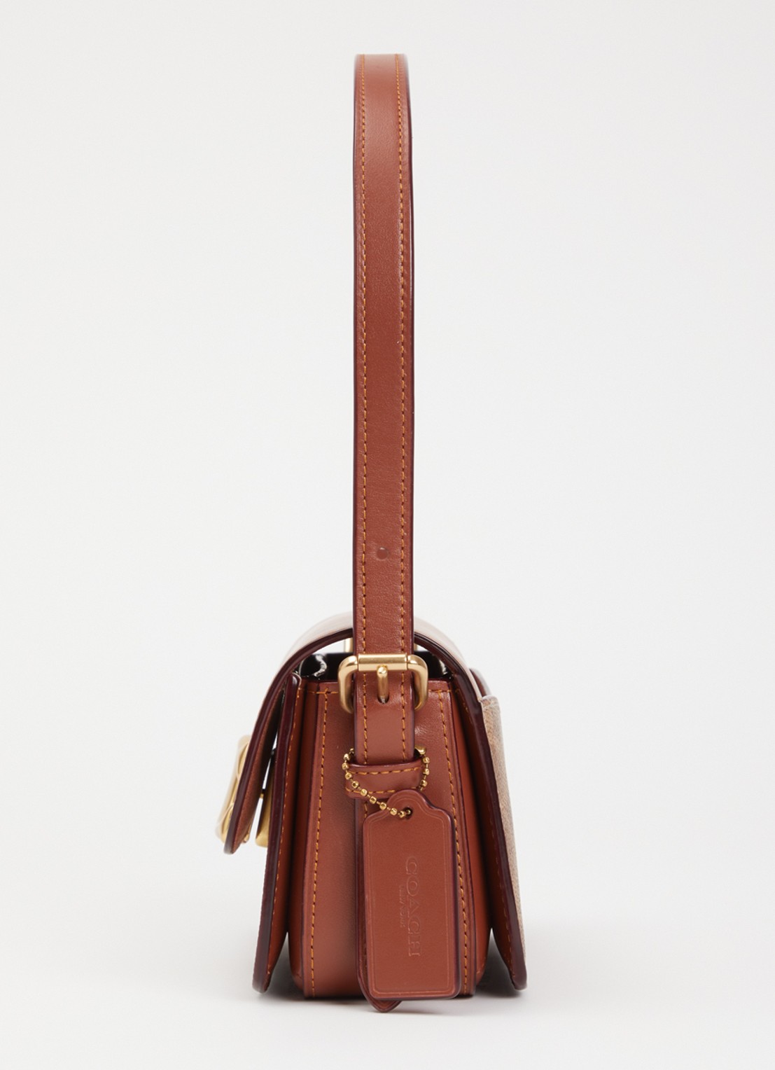 Coach Zoe schoudertas van leer met logoprint - detail 3 roodbruin