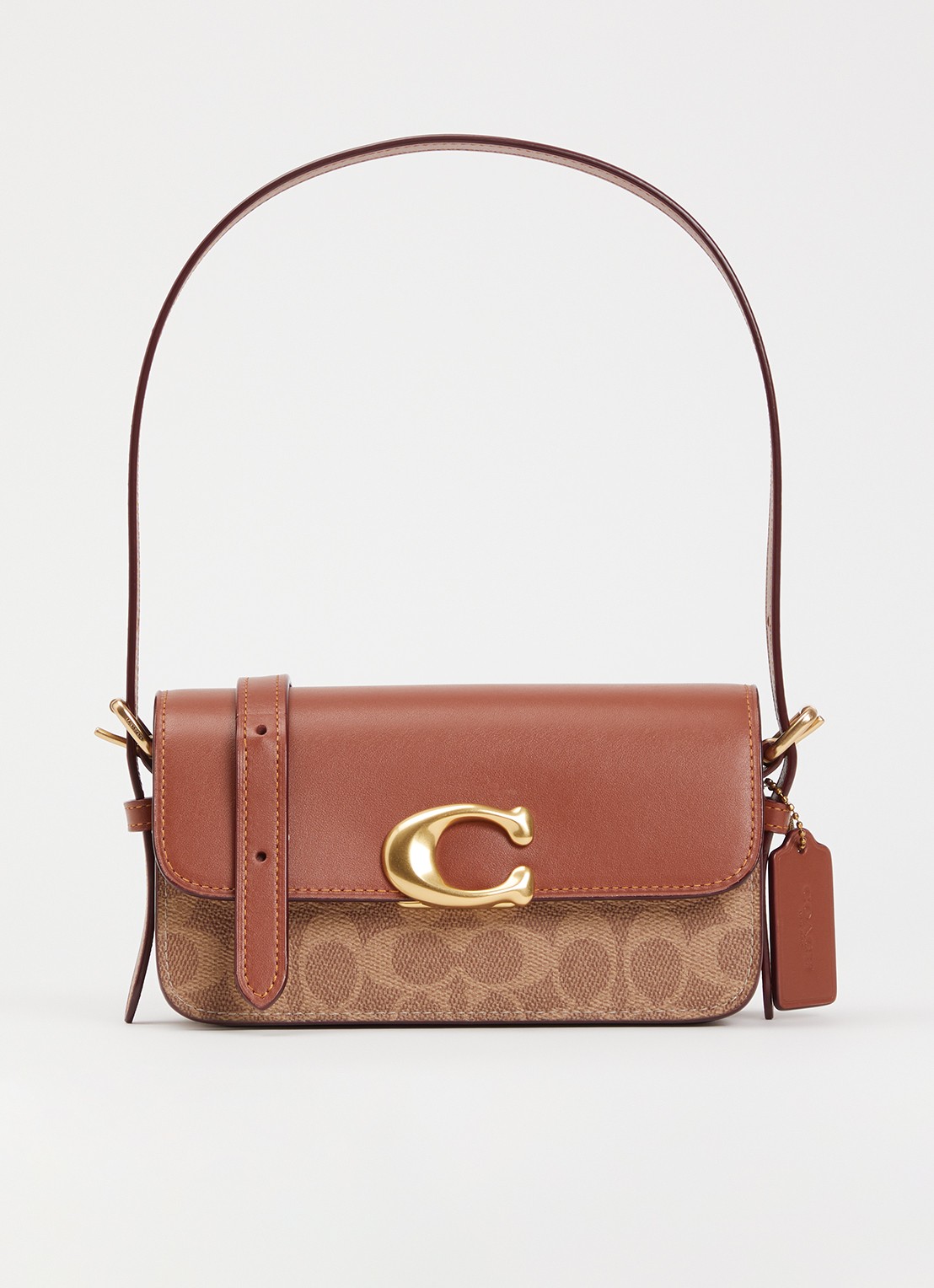 Coach Zoe schoudertas van leer met logoprint - voorkant 5 roodbruin