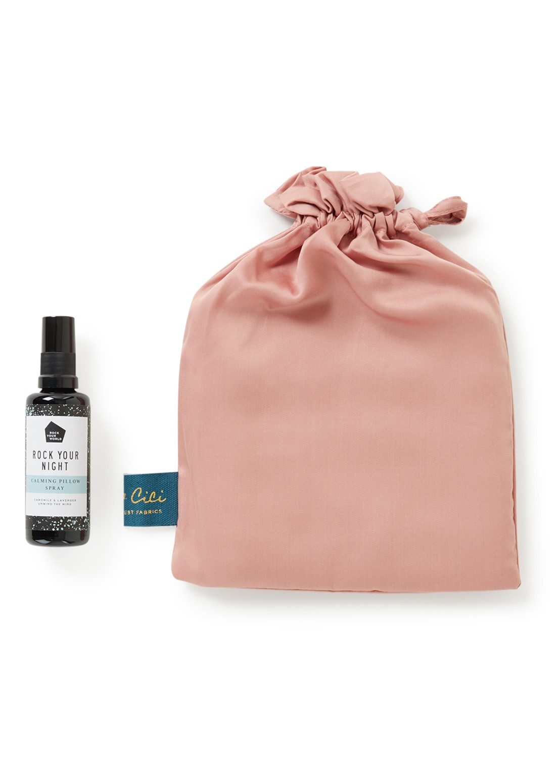Coco & Cici Beauty kussensloop en slaap spray cadeauset - voorkant roze
