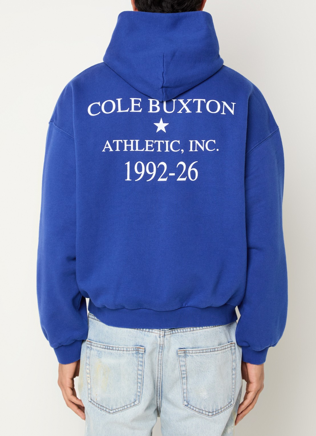 Cole Buxton Athletic hoodie met front- en backprint - detail 4 kobaltblauw