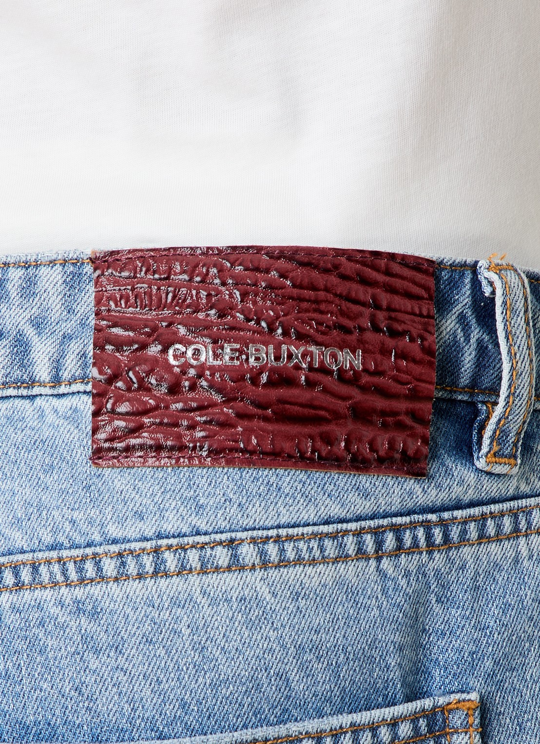 Cole Buxton Beverly straight leg jeans met destroyed afwerking - detail 4 indigo