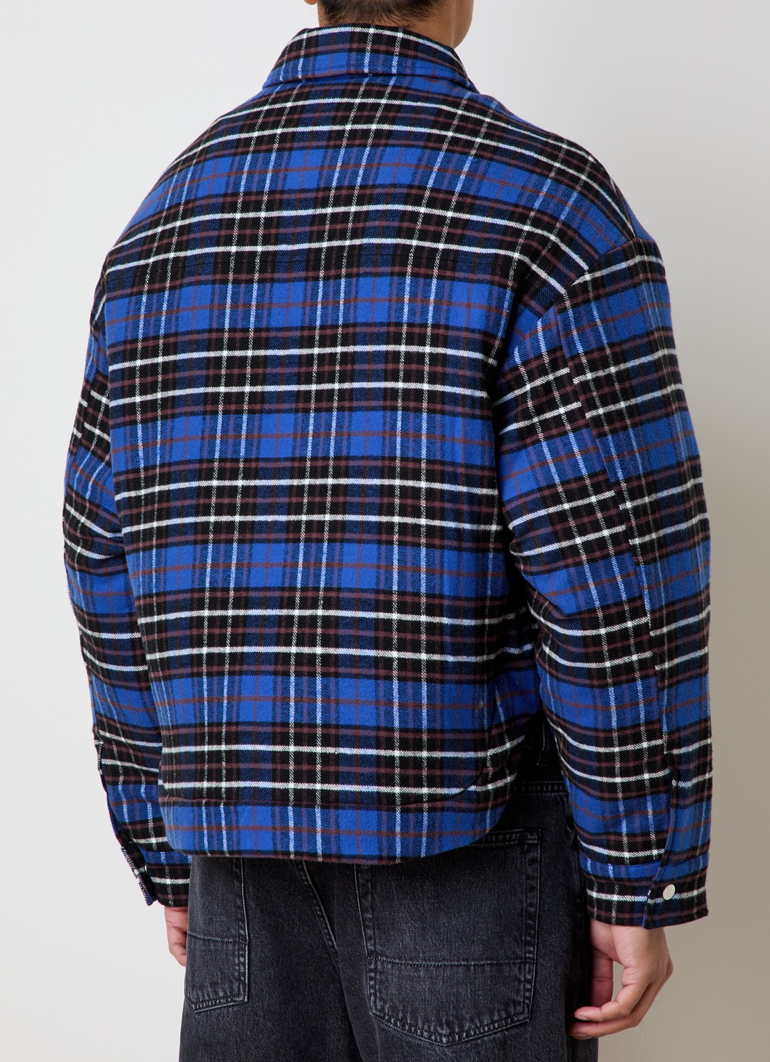 Cole Buxton Gewatteerd overshirt met ruitdessin - achterkant 4 kobaltblauw