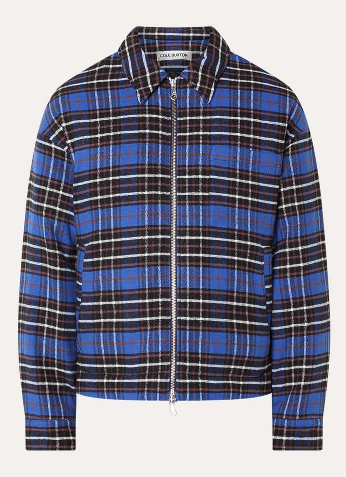 Cole Buxton Gewatteerd overshirt met ruitdessin - voorkant 5 kobaltblauw
