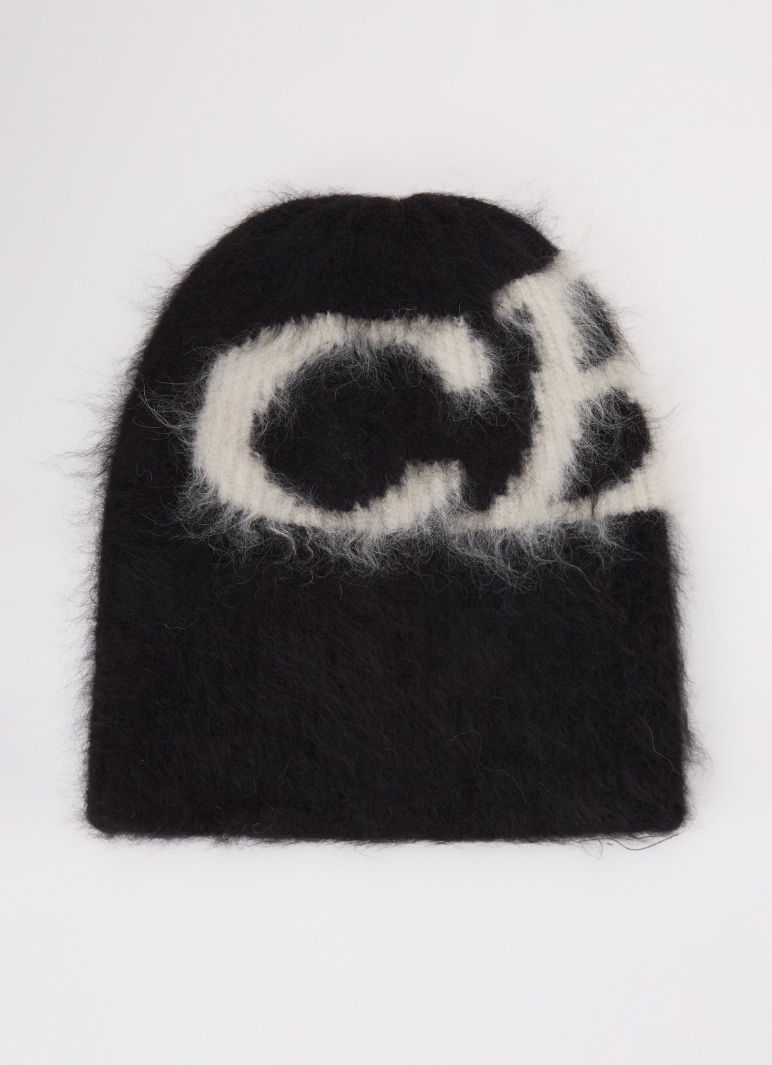 Cole Buxton Grofgebreide muts in alpaca wolblend met ingebreid logo - voorkant zwart