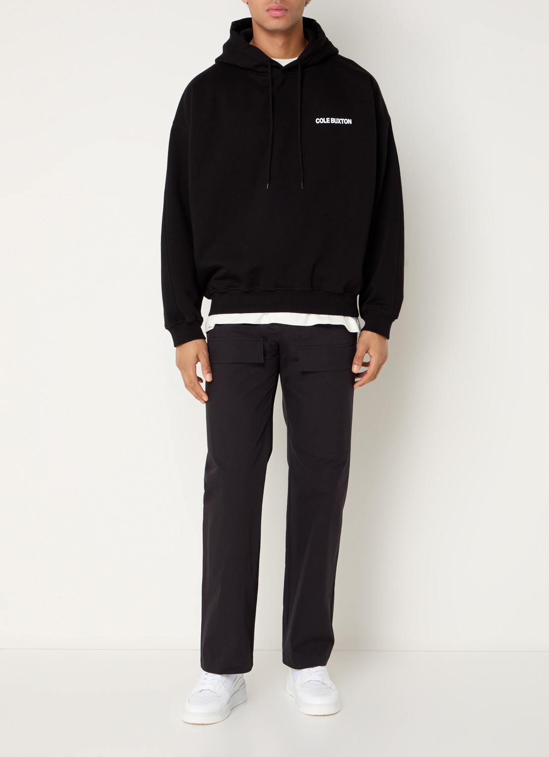 Cole Buxton Hoodie met logo- en backprint  - voorkant 3 zwart