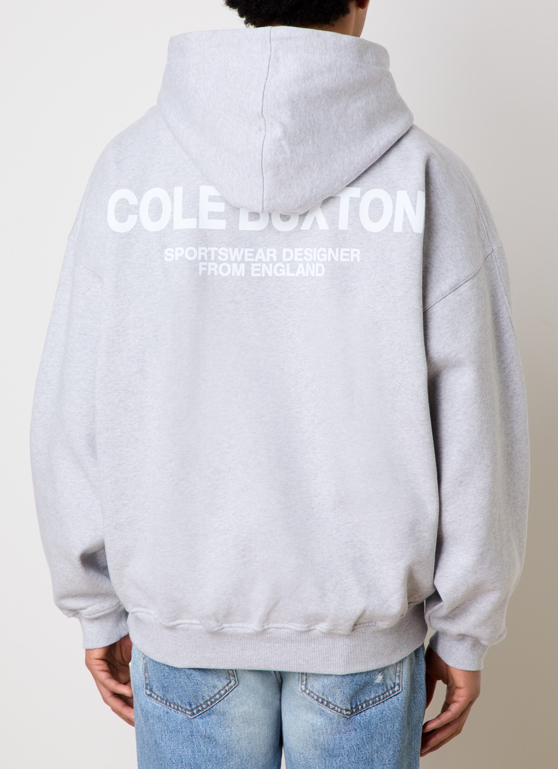 Cole Buxton Hoodie met logo- en backprint  - detail 4 lichtgrijs