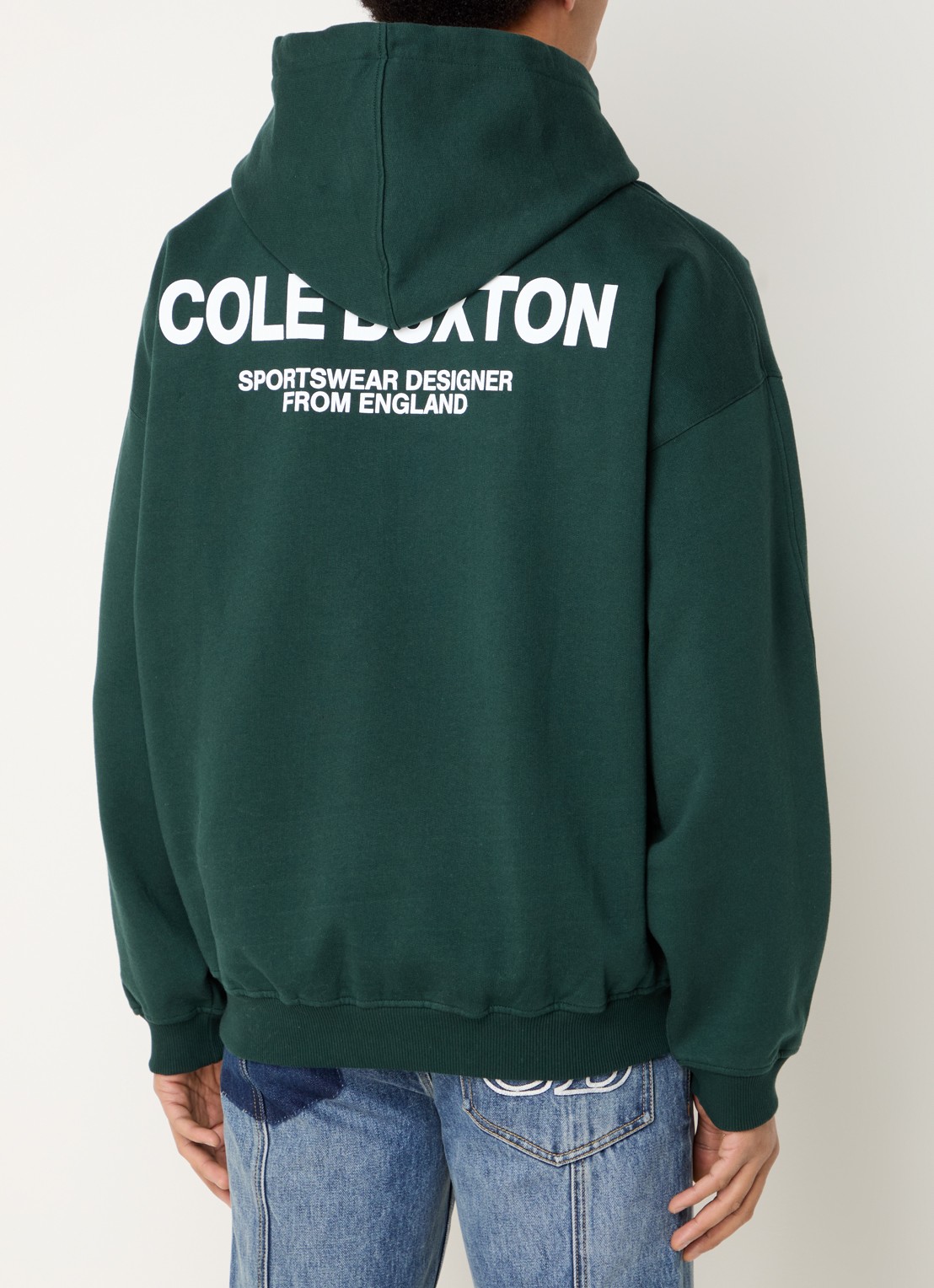 Cole Buxton Hoodie met logo- en backprint  - detail 4 donkergroen
