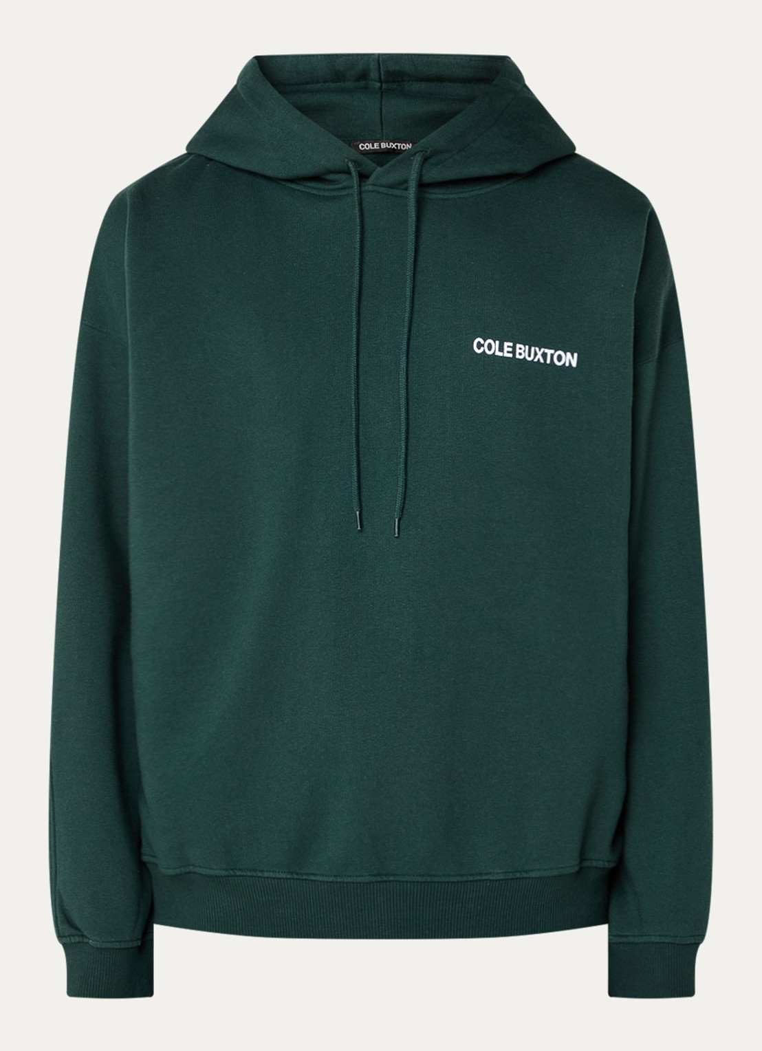 Cole Buxton Hoodie met logo- en backprint  - voorkant donkergroen