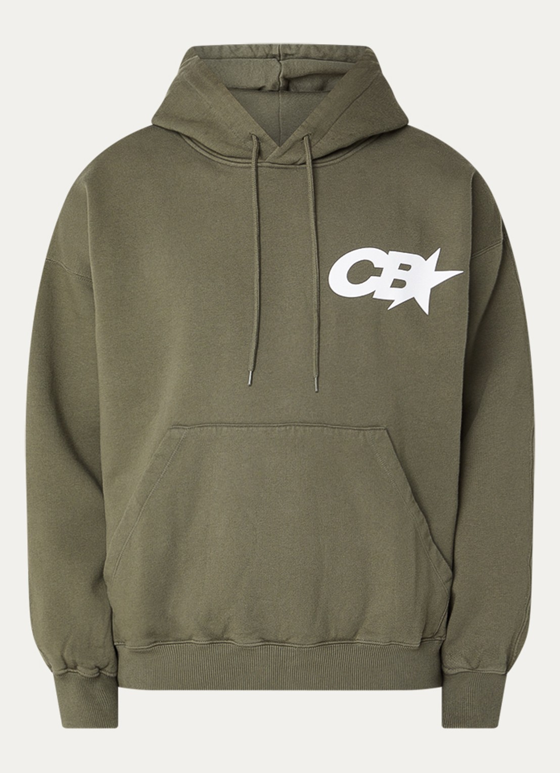 Cole Buxton Hoodie met logo- en backprint - voorkant 2 bronsgroen