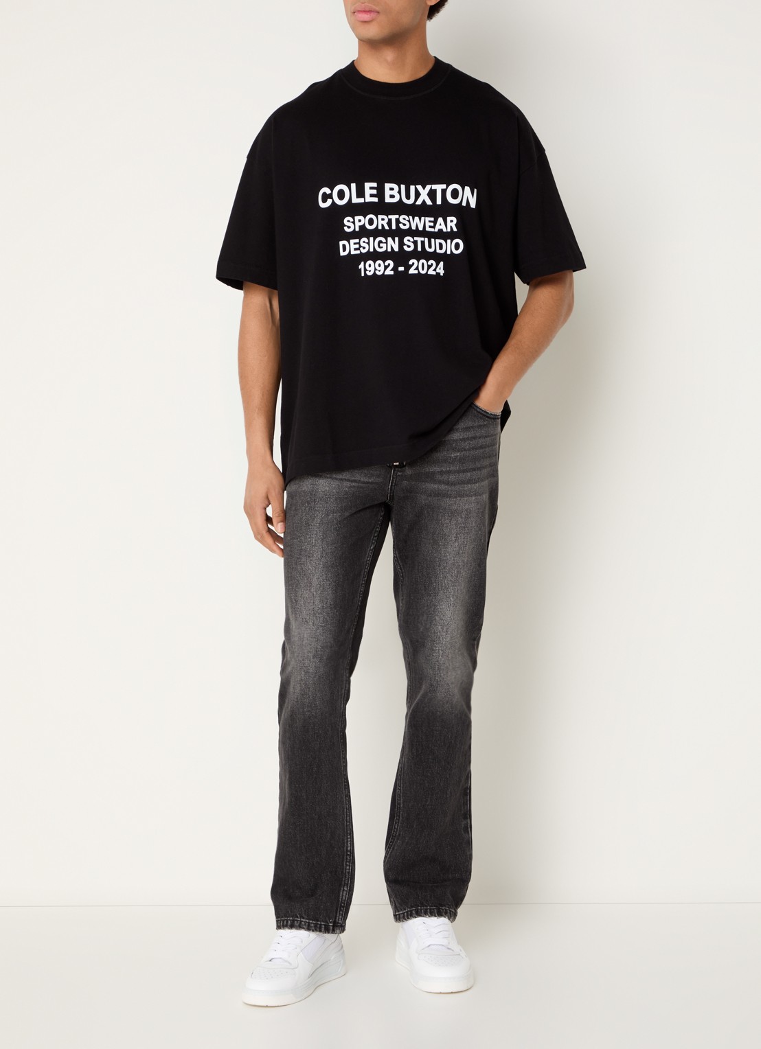 Cole Buxton Jonny straight leg jeans met steekzakken - voorkant 5 antraciet