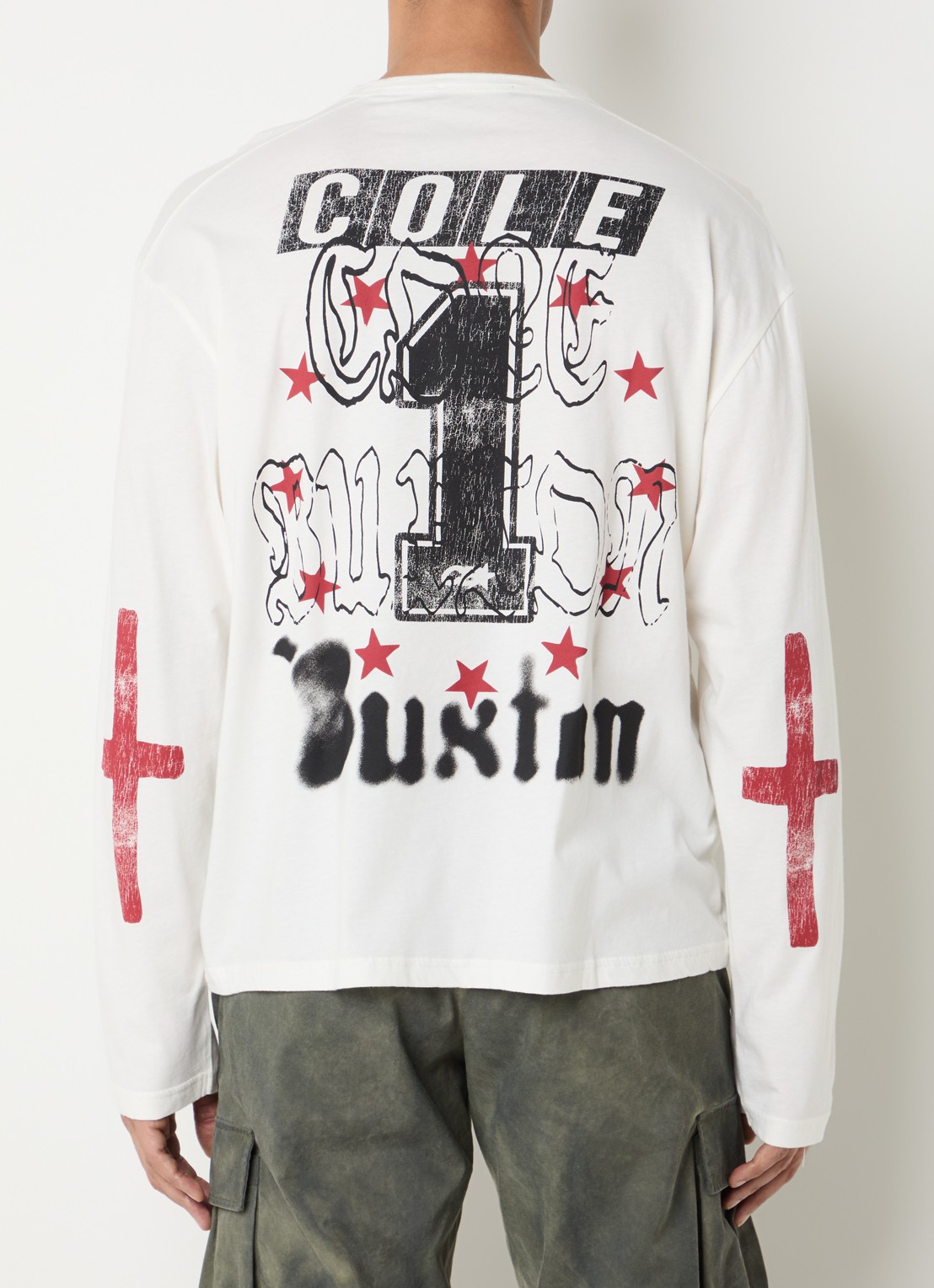 Cole Buxton Longsleeve met logo- en backprint - detail 2 gebroken wit