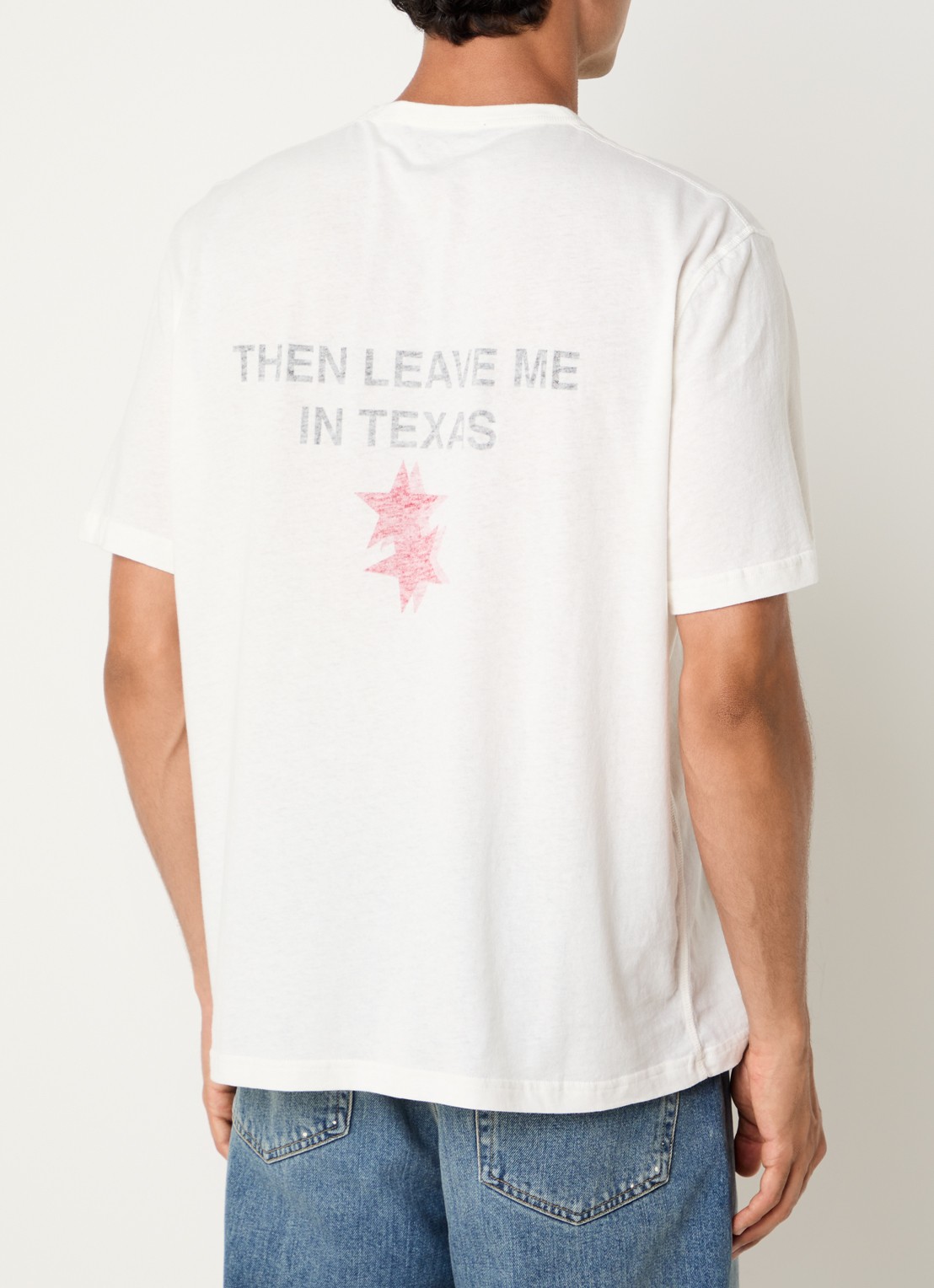 Cole Buxton Paris Texas T-shirt met front- en backprint - detail ivoor