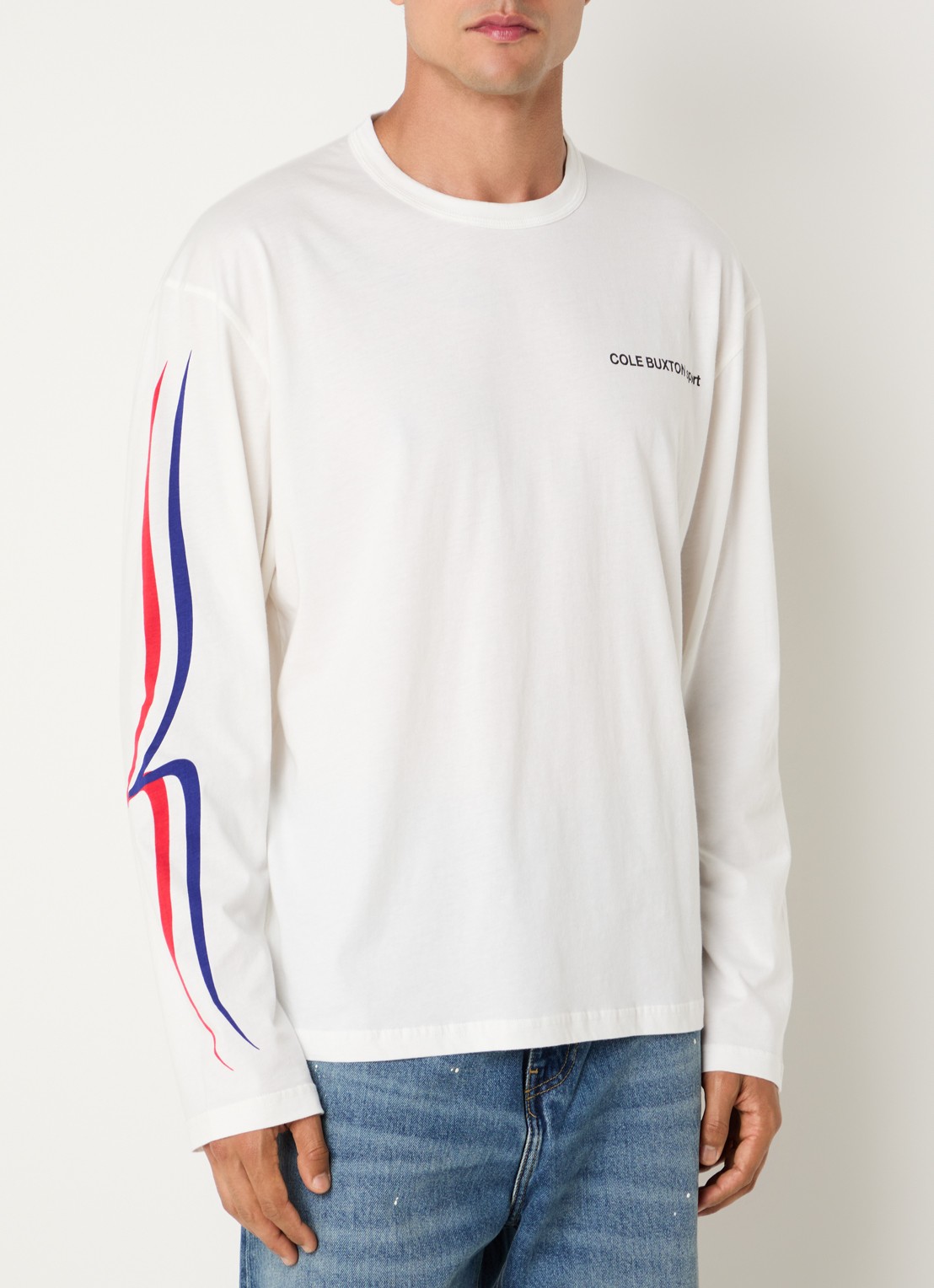 Cole Buxton Sport longsleeve met logo- en backprint - achterkant 3 gebroken wit