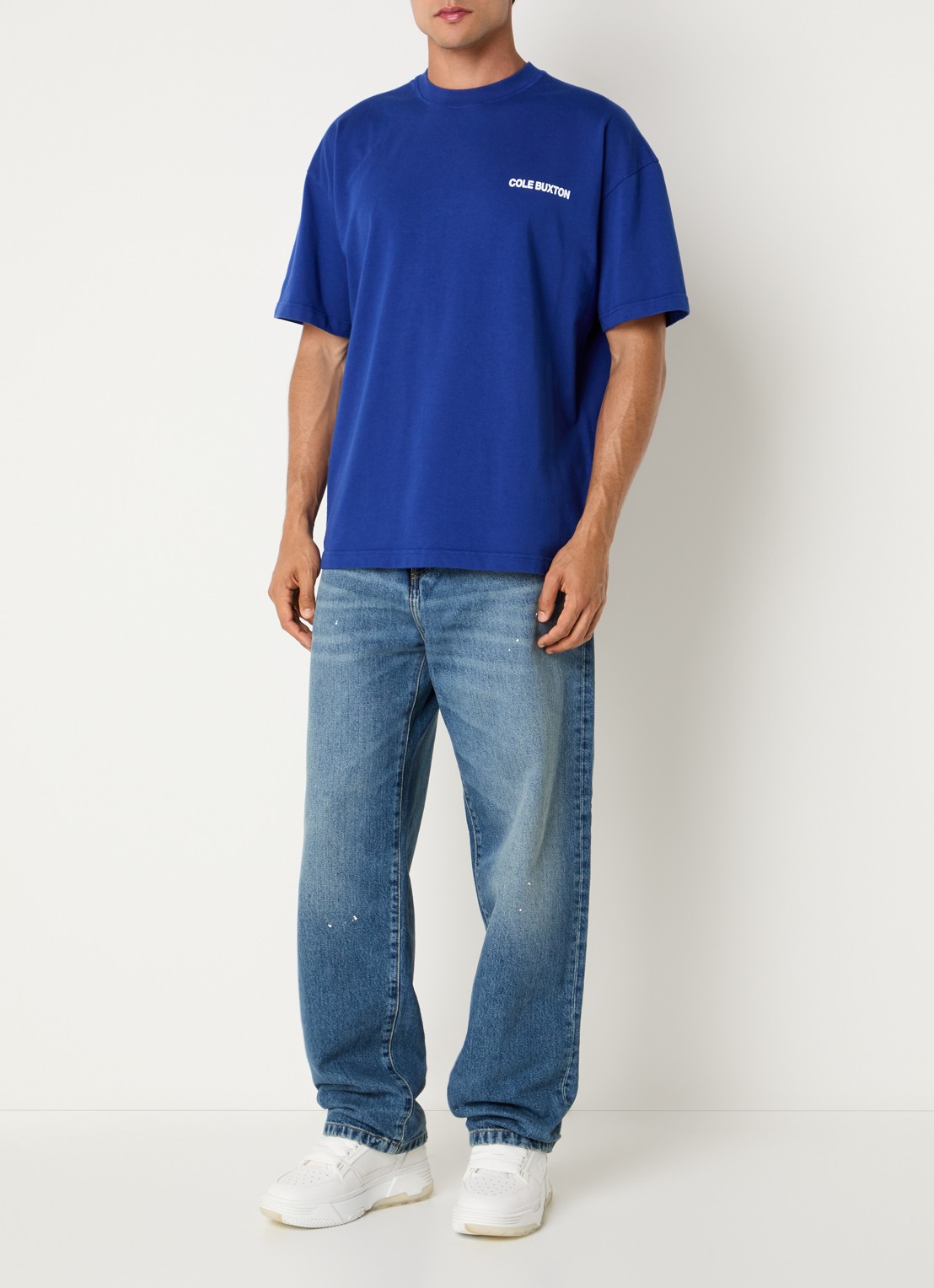 Cole Buxton Sportswear T-shirt met logo- en backprint - voorkant 4 blauw