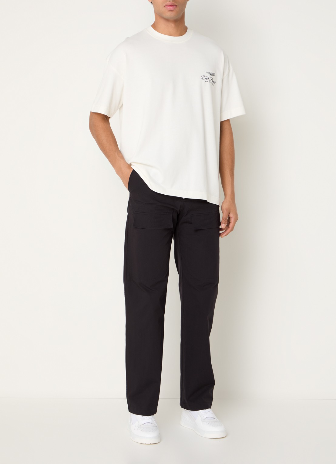 Cole Buxton Straight fit cargobroek met steekzakken  - voorkant 4 zwart