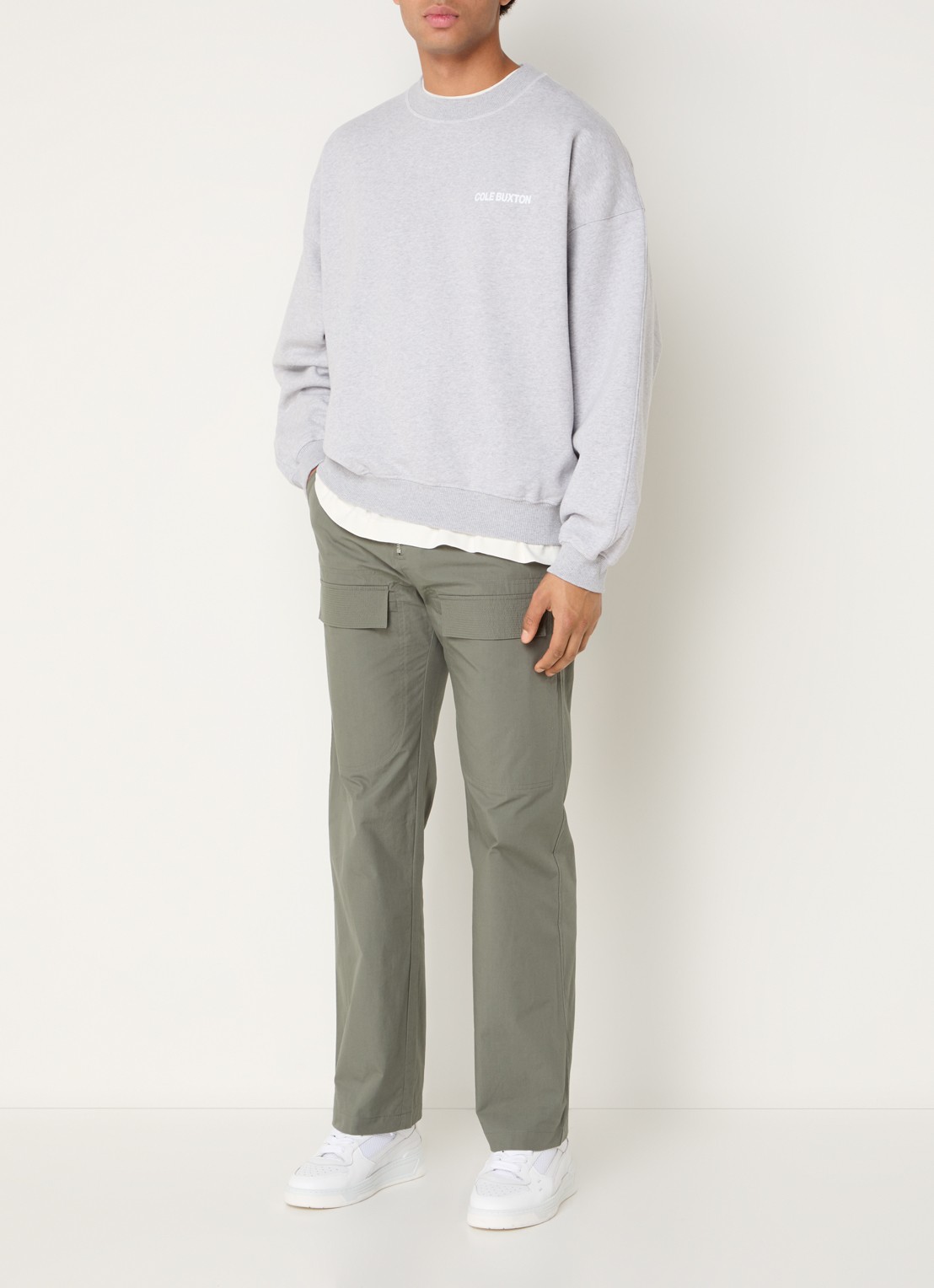 Cole Buxton Straight fit cargobroek met steekzakken  - voorkant 4 khaki
