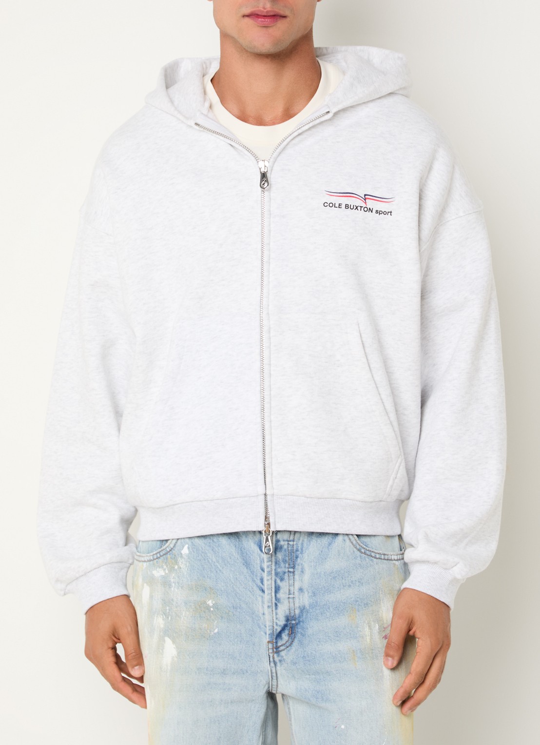 Cole Buxton Sweat met logo en backprint - achterkant 3 lichtgrijs