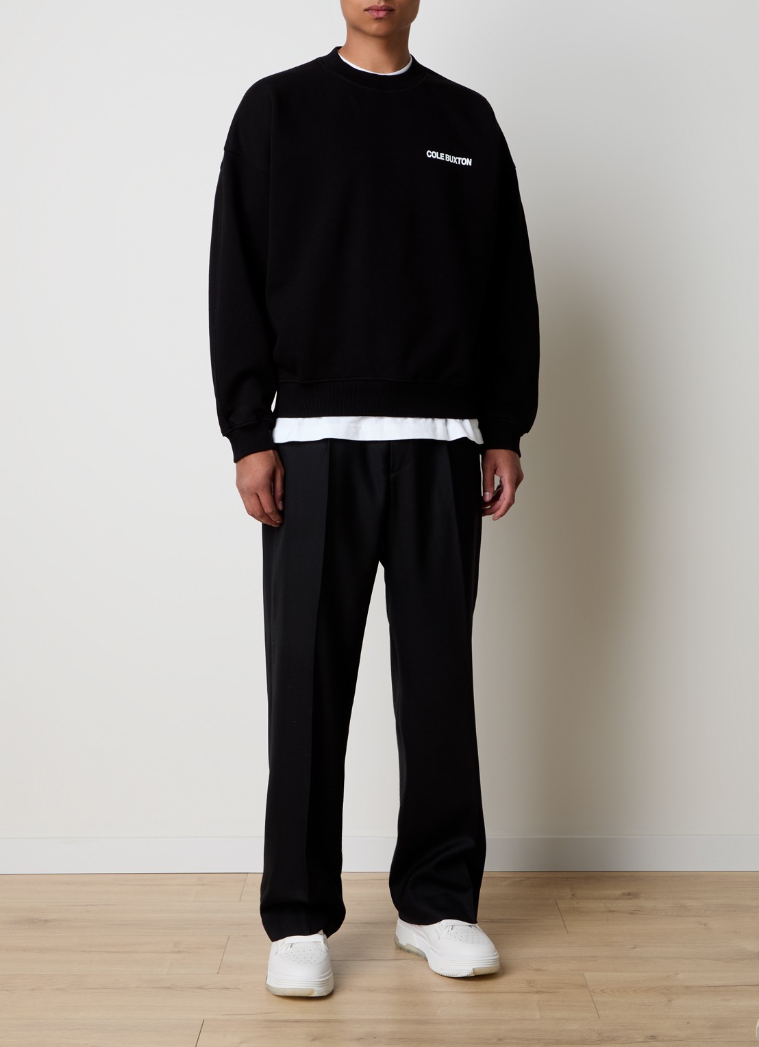 Cole Buxton Sweater met logo- en backprint - voorkant 3 zwart