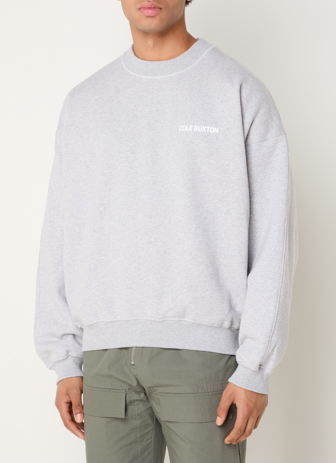 Cole Buxton Sweater met logo- en backprint - achterkant 3 lichtgrijs