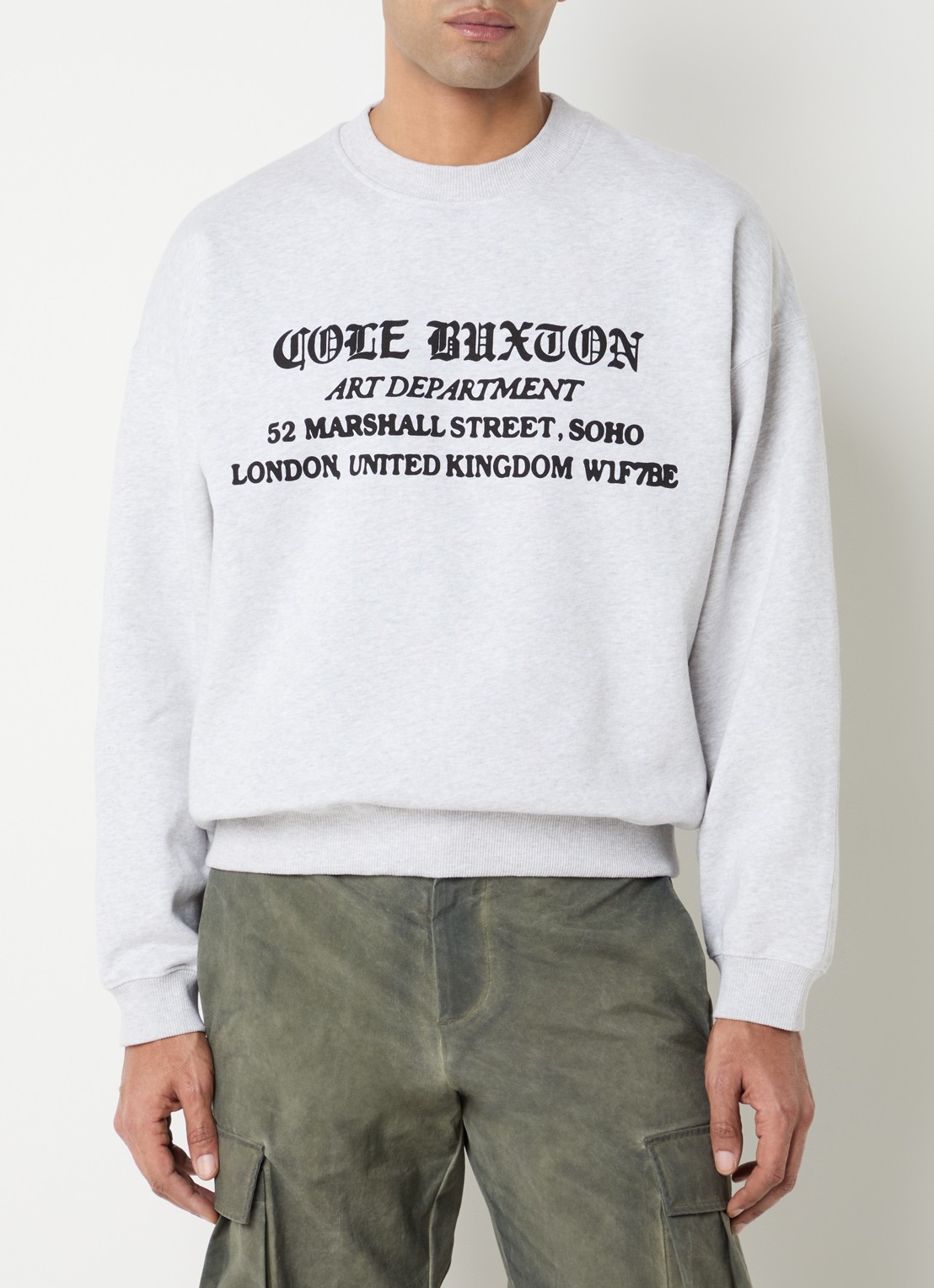 Cole Buxton Sweater met logoprint - detail 3 lichtgrijs