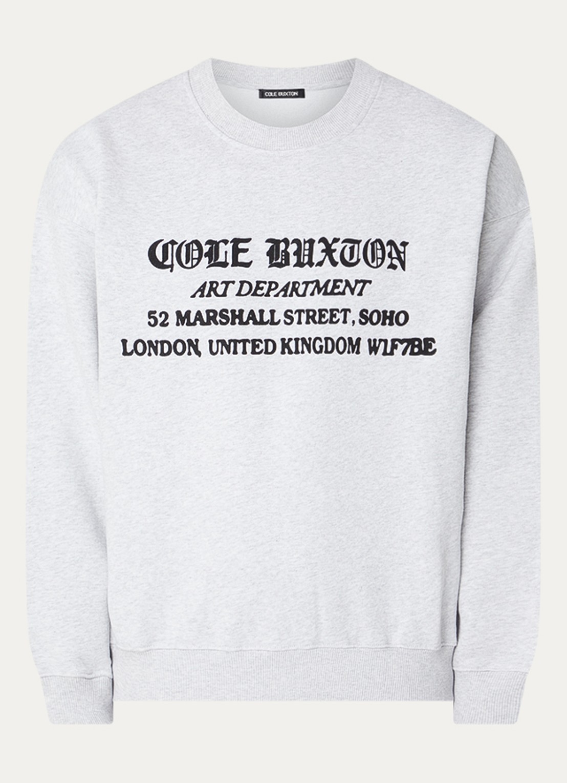 Cole Buxton Sweater met logoprint - voorkant lichtgrijs