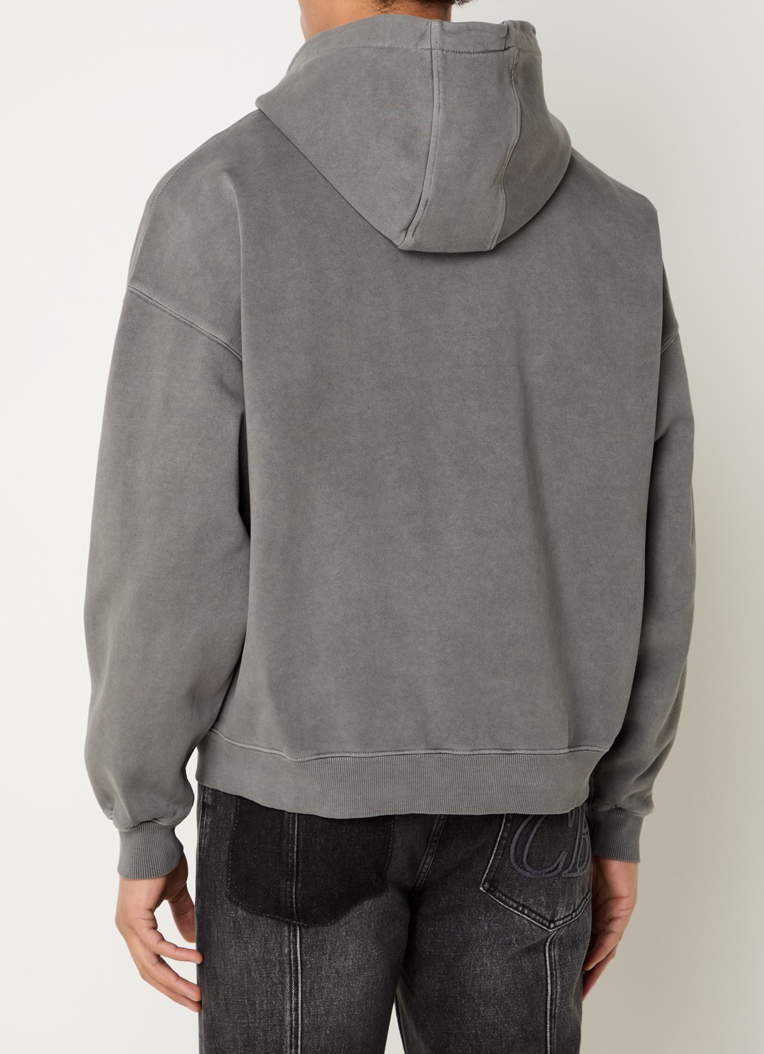 Cole Buxton Sweatvest met capuchon en steekzakken  - achterkant 3 middengrijs