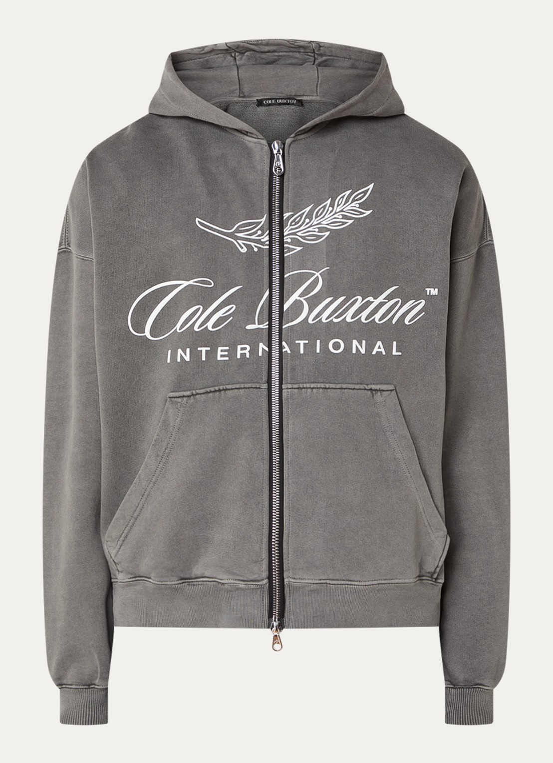 Cole Buxton Sweatvest met capuchon en steekzakken  - voorkant 4 middengrijs