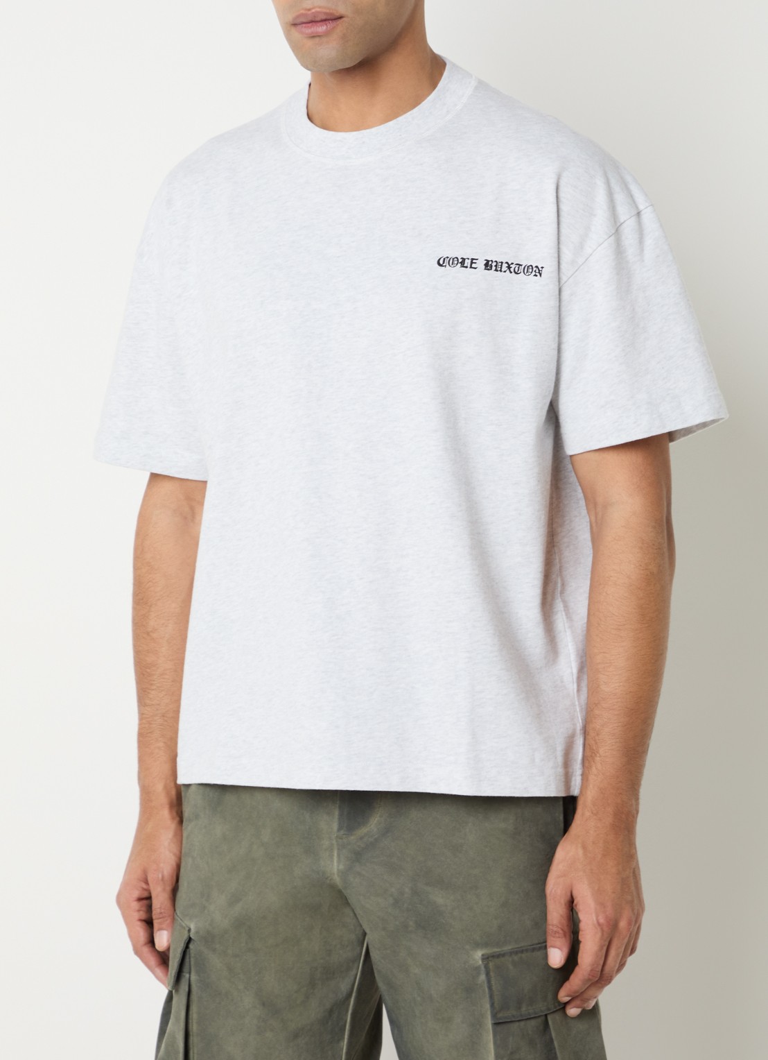 Cole Buxton T-shirt met logo- en backprint - achterkant 3 lichtgrijs