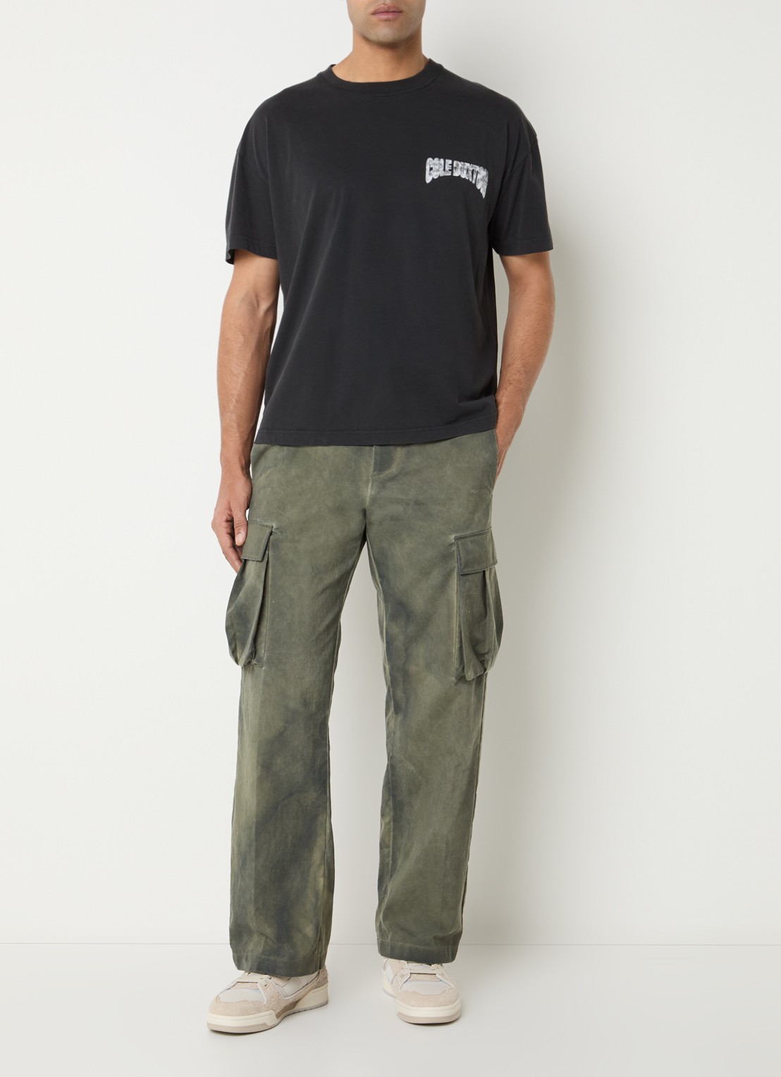 Cole Buxton T-shirt met logo- en backprint - voorkant 2 antraciet