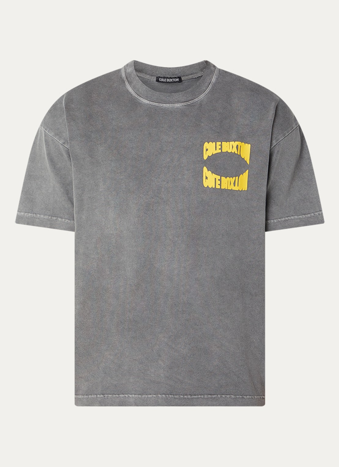 Cole Buxton T-shirt met logo- en backprint - voorkant 2 grijs