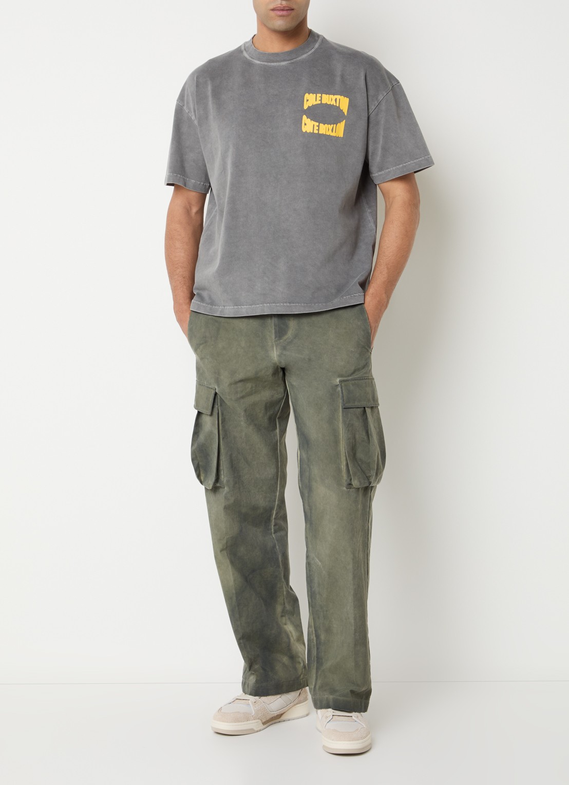 Cole Buxton T-shirt met logo- en backprint - voorkant 3 grijs