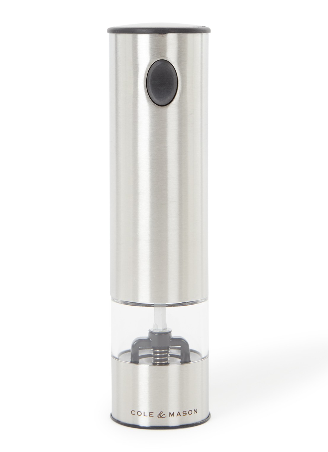 Cole & Mason Battersea elektrische peper- en zoutmolen 20,5 cm - voorkant zilver
