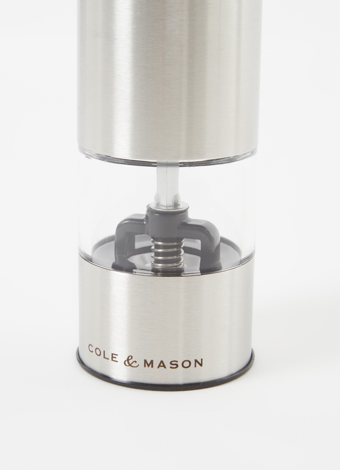 Cole & Mason Battersea elektrische peper- en zoutmolen 20,5 cm - voorkant 2 zilver