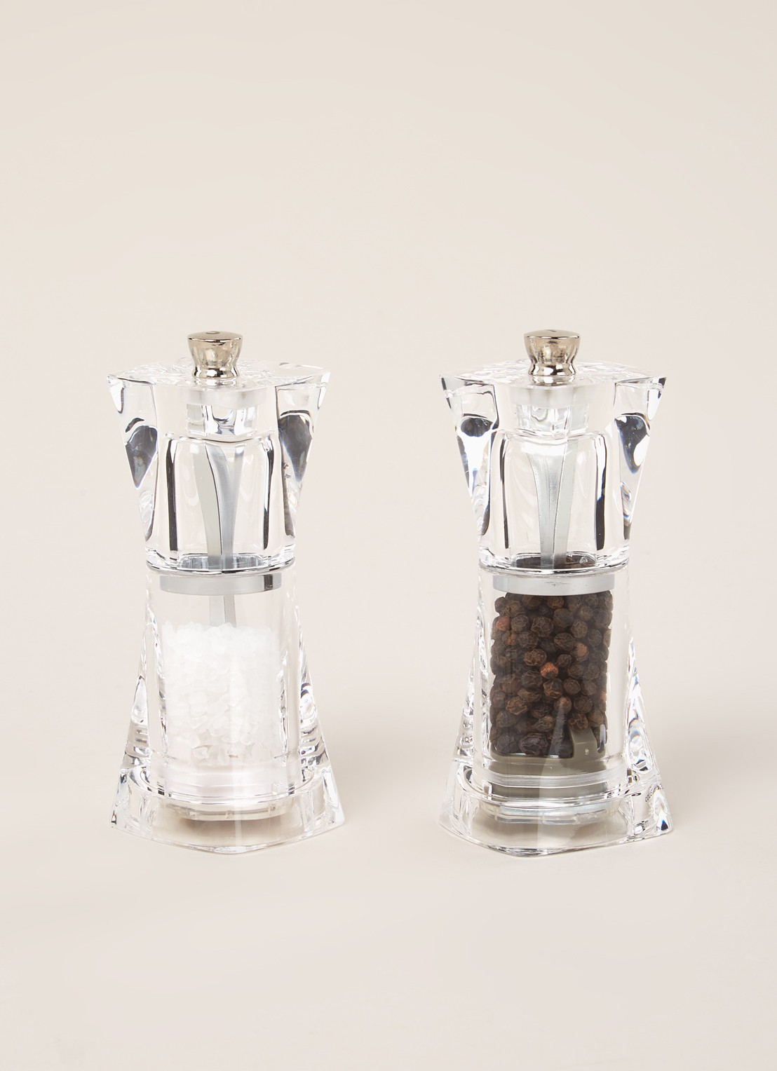 Cole & Mason Crystal peper- en zoutmolen 11 cm 2-delig - voorkant 3 transparant
